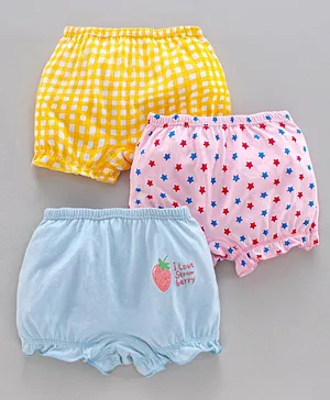 Chicita Printed Bloomers Pack of 3 - Blue Pink Yellow
