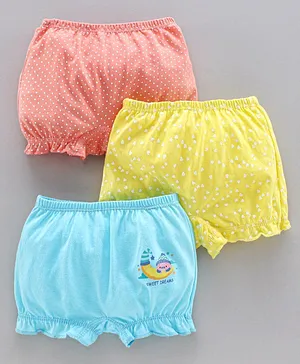 Chicita Printed Bloomers Pack of 3 - Peach Yellow Blue