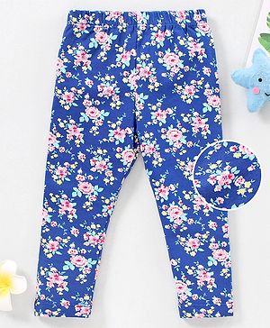 Babyhug Full Length Leggings Floral Print - Blue