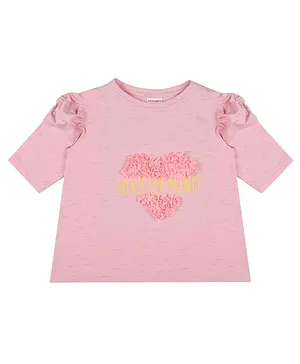 RAINE AND JAINE Half Sleeves Heart Design Top - Pink