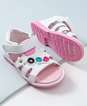 Cute Walk by Babyhug Sandals - White Pink