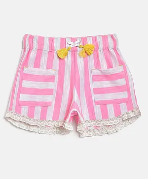 Cherry Crumble By Nitt Hyman Striped Shorts - Pink & White