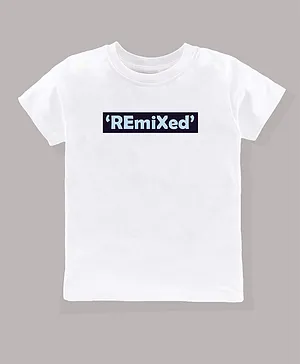 KAVEE Half Sleeves Remixed Printed Bio Wash 100 % Cotton Tee - White