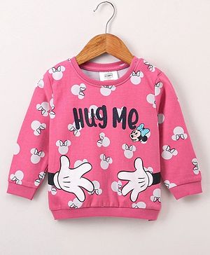 Babyhug Full Sleeves Sweatshirt Minnie Mouse Print - Pink