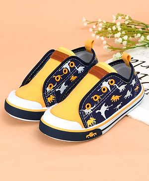 Cute Walk by Babyhug Casual Shoes Dino Print - Yellow Navy