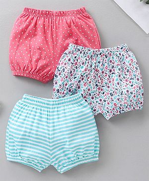 Babyhug Cotton Bloomers Striped & Printed Pack of 3 - Multicolour