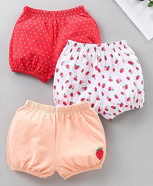 Babyhug Cotton Bloomers Polka Dot & Printed Pack of 3 - Multicolour