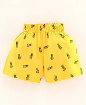 DEAR TO DAD Pineapple Print Shorts - Yellow