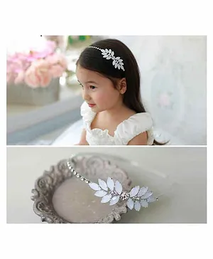 Ziory Floral Rhinestone Clear Stone Party Hairband - White