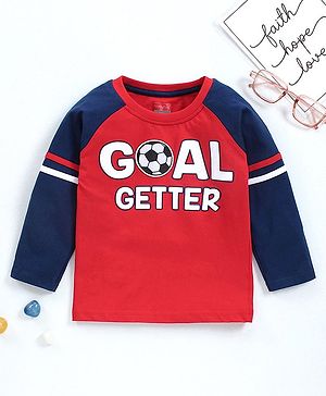Babyhug Full Sleeves Tee Goal Getter Print - Red