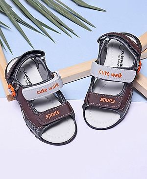 Cute Walk by Babyhug Sandals With Triple Velcro Closure - Brown