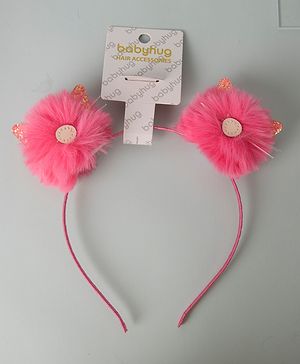 Babyhug Hair Band Furry Applique - Dark Pink