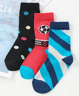 Model Regular Length Assorted Print Wollen Socks Pack of 3 - Multicolor