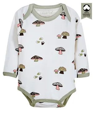 Bebenca Organics Mushroom Print Full Sleeves Onesie - White