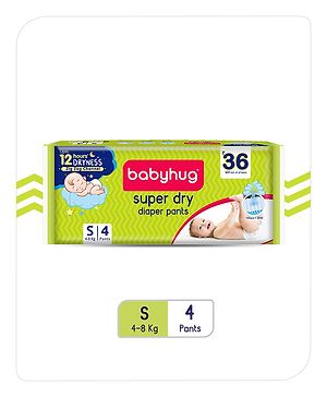 Babyhug Super Dry Pant Style Diaper Small (S) Size - 4 Pieces