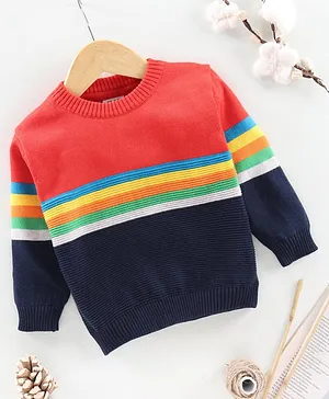 Little Folks Full Sleeves Pullover Sweater Striped Print - Multicolour