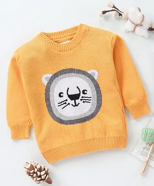Little Folks Full Sleeves Sweater Tiger Design - Yellow