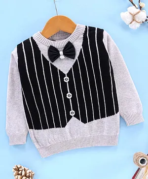 Little Folks Full Sleeves Sweater - Black