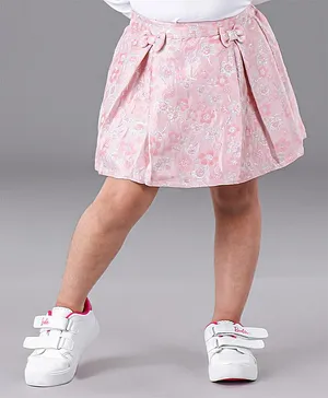 Babyoye Knee Length Party Wear Jacquard Skirt - Pink