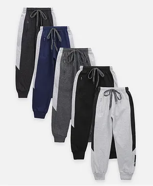 Lilpicks Couture Side Panel Pack Of 5 Joggers - Blue