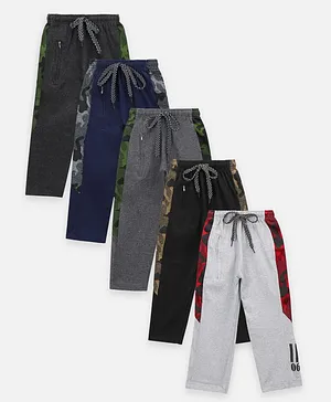 Lilpicks Couture Army Print Panel Pack Of 5 Track Pants - Multi Color