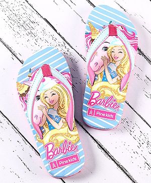 Pine Kids Flip Flops Barbie Print - Sky Blue