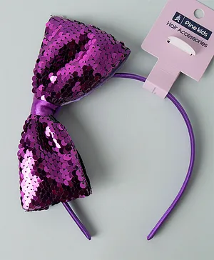 Pine Kids Applique Sequin Bow Hair Band - Purple