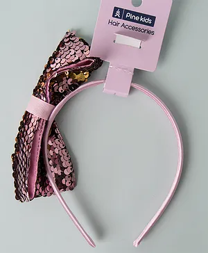 Pine Kids Applique Sequin Bow Hair Band - Pink