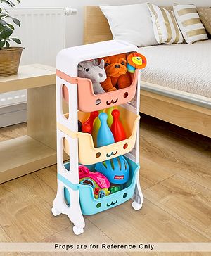 Babyhug 3 Layer Multipurpose Storage Rack - Sky Blue Yellow Red