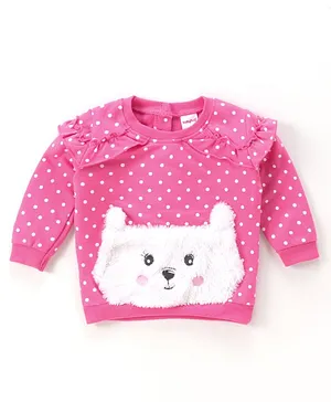 Babyhug Full Sleeves Sweatshirt Polka Dot Print - Pink