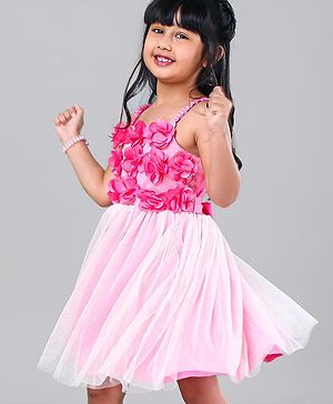 Babyhug Singlet Frock Floral Corsage - Pink