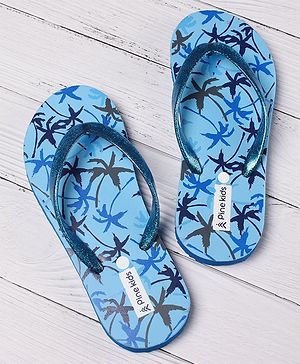 Pine Kids Flip Flops Tree Print - Blue