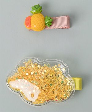 Babyhug Cloud & Pineapple Hair Clips Pack of 2 - Yellow