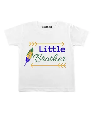 KNITROOT Half Sleeves Little Brother Print Tee - White