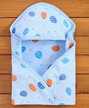 Tinycare Printed Hooded Towel - Blue