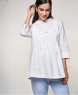 AND Casual Maternity Wear Full Sleeves All Over Print Top - White