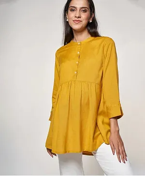 AND Casual Full Sleeves Solid Maternity Wear Top - Yellow