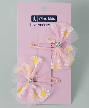 Pine Kids Snap Clips Floral Print Pack of 2 - Peach