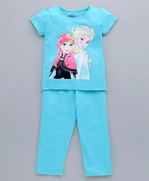 Pine Kids 100% cotton Biowashed Half Sleeves Night Suit - Blue