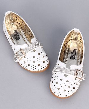 Cute Walk by Babyhug Party Wear Belly Shoes - White