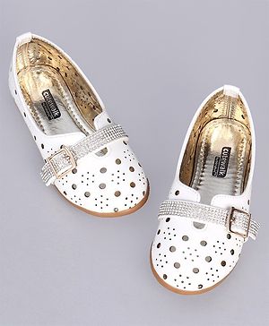 Cute Walk by Babyhug Party Wear Belly Shoes - White