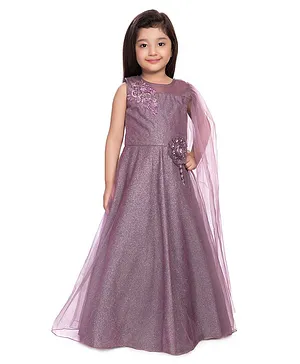 Betty Sleeveless Corsage Embellished Gown - Purple