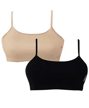 D'chica Pack Of 2 Non Padded Non Wired Teenager Bras - Black Brown