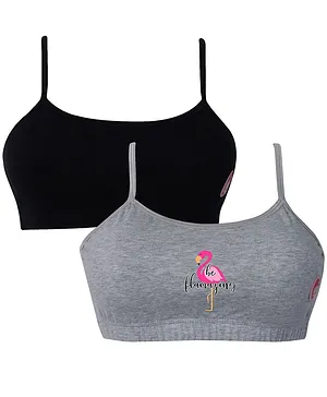 D'chica Pack Of 2 Non Padded Non Wired Teenager Bra - Black Grey