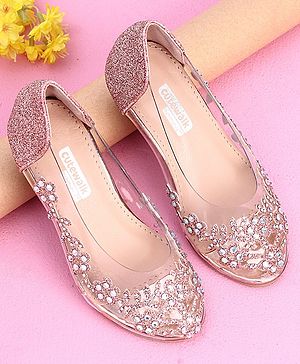 Cute Walk by Babyhug Party Wear Belly Shoes Studded Detailing - Pink