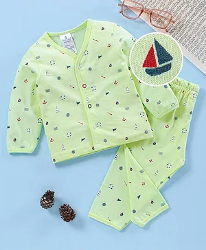 First Smile Full Sleeves Night Suit - Green