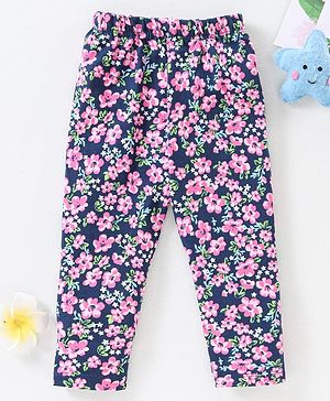 Babyhug Full Length Leggings Floral Print - Navy