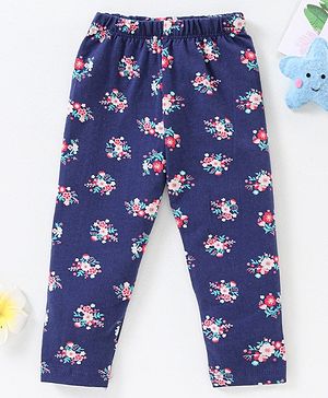 Babyhug Full Length Leggings Floral Print - Navy