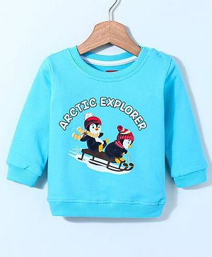 Babyhug Full Sleeves Sweatshirt Penguin Print - Blue