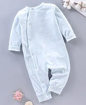 Fox Baby Full Sleeves Romper Mickey Mouse Design - Sky Blue